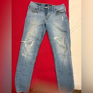Hollister Men's Light Blue Distressed Slim Jeans